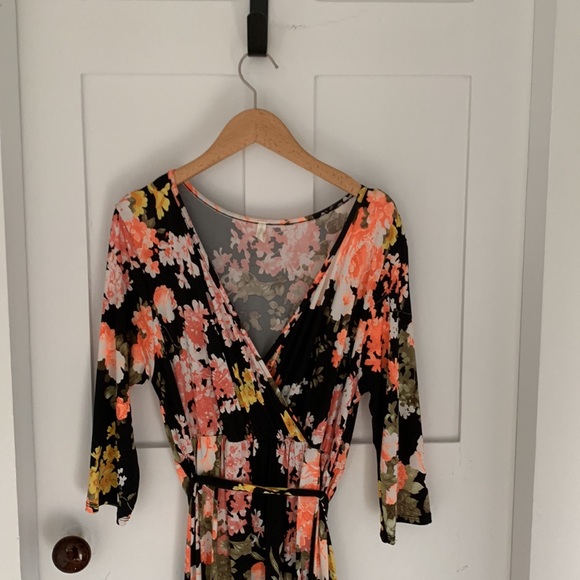 Pink Blush Maternity Faux Wrap Maxi Dress - Picture 1 of 7